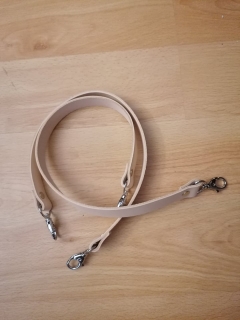 Kožená rúčka na kabelky 60cm prírodná - niklová karabína