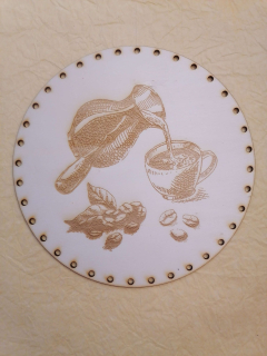 Preglejkové dno gravírované na opletanie Káva8 4mm - Ø 20cm