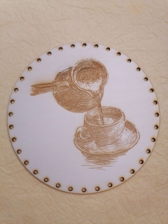 Preglejkové dno gravírované na opletanie 4mm Káva3 - Ø 30cm