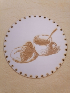 Preglejkové dno gravírované na opletanie 4mm Káva5 - Ø 30cm