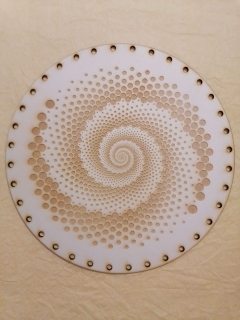 Preglejkové dno gravírované na opletanie 4mm Mandala2 - Ø 24cm