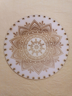 Preglejkové dno gravírované na opletanie 4mm Mandala3 - Ø 20cm