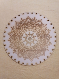 Preglejkové dno gravírované na opletanie 4mm Mandala3 - Ø 26cm