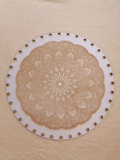 Preglejkové dno gravírované na opletanie 4mm Mandala5 - Ø 20cm