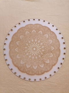 Preglejkové dno gravírované na opletanie 4mm Mandala5 - Ø 26cm
