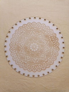 Preglejkové dno gravírované na opletanie 4mm Mandala6 - Ø 20cm