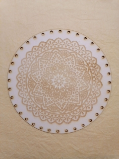 Preglejkové dno gravírované na opletanie 4mm Mandala6 - Ø 28cm