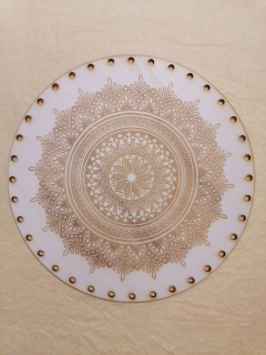 Preglejkové dno gravírované na opletanie 4mm Mandala9 - Ø 20cm