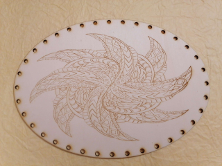 Preglejkové dno gravírované elipsa 4mm - 33x25cm Mandala1