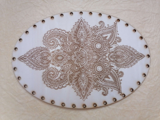 Preglejkové dno gravírované elipsa 4mm - 27x19cm Mandala7