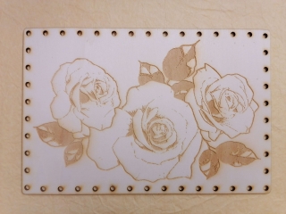 Preglejkové dno na opletanie gravírované obdĺžnik 4mm - 30x20cm Ruže