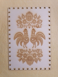 Preglejkové dno na opletanie gravírované obdĺžnik 4mm - 40x30cm Ľudový motív1