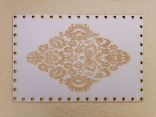 Preglejkové dno na opletanie gravírované obdĺžnik 4mm - 40x30cm Ľudový motív2
