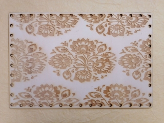 Preglejkové dno na opletanie gravírované obdĺžnik 4mm - 40x30cm Ľudový motív3
