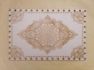 Preglejkové dno na opletanie gravírované obdĺžnik 4mm - 40x30cm Mandala1