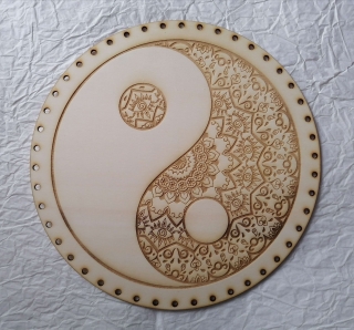 Preglejkové dno gravírované na opletanie 4mm Jin a Jang1 - Ø 30cm