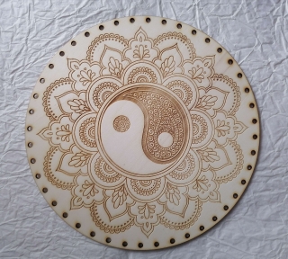 Preglejkové dno gravírované na opletanie 4mm Jin a Jang2 - Ø 30cm