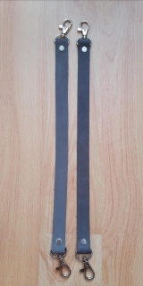 Kožená rúčka na kabelky 55cm šedá - niklová karabína