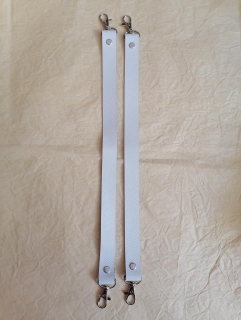 Kožená rúčka na kabelky 60cm biela - niklová karabína