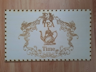 Preglejkové dno na opletanie gravírované obdĺžnik 5mm - 40x30cm Tea Time