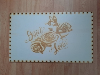Preglejkové dno na opletanie gravírované obdĺžnik 5mm - 40x30cm Sweet Love