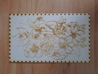 Preglejkové dno na opletanie gravírované obdĺžnik 5mm - 40x30cm Kvety