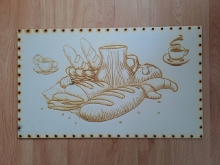 Preglejkové dno na opletanie gravírované obdĺžnik 5mm - 40x30cm Raňajky1
