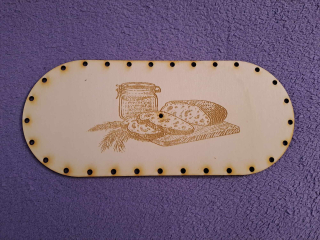 Preglejkový poklop na chlebník oválny 3mm  33,5x14,5cm ( na knopku) typ č.6