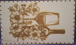 Preglejkové dno na opletanie gravírované obdĺžnik 4mm - 50x30cm Zátišie s vínom