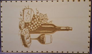 Preglejkové dno na opletanie gravírované obdĺžnik 4mm - 50x30cm Zátišie s vínom1