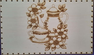 Preglejkové dno na opletanie gravírované obdĺžnik 4mm - 50x30cm Zátišie káva