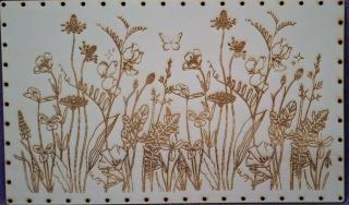 Preglejkové dno na opletanie gravírované obdĺžnik 4mm - 50x30cm Zátišie lúčne kvety