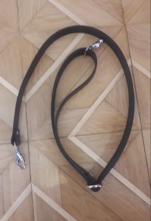 Kožená rúčka na kabelky nastaviteľná 105cm čierna - niklová karabína
