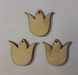 Drevený výrez - Tulipán 25x25x3mm
