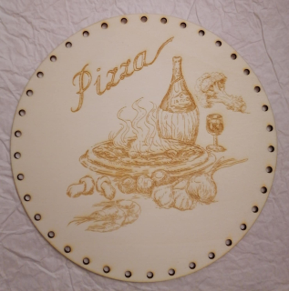 Preglejkové dno gravírované na opletanie Pizza 3mm - Ø 20cm