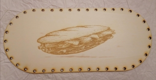 Preglejkový poklop na chlebník oválny Bageta 3mm - 33,5x14,5cm ( na úchytku)