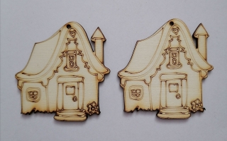 Drevený výrez - domček - 65x60x3mm 