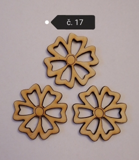 Drevený výrez - Kvet17 25x25x3mm
