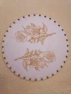 Preglejkové dno gravírované na opletanie 3mm Ruža1 - Ø 26cm