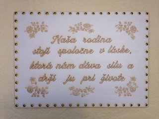 Preglejkové dno na opletanie gravírované obdĺžnik 4mm - 40x30cm Naša rodina