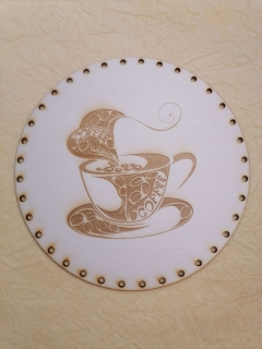 Preglejkové dno gravírované na opletanie 3mm Káva4 - Ø 30cm