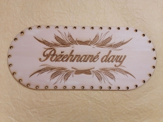 Preglejkový poklop na chlebník oválny Požehnané dary 3mm - 33,5x14,5cm ( na knopku)