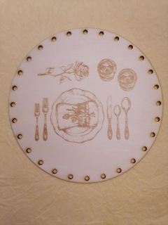 Preglejkové dno gravírované na opletanie 4mm  Príbor  - Ø 22cm