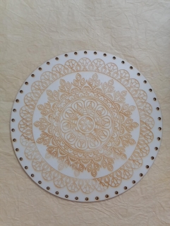 Preglejkové dno gravírované na opletanie 4mm Mandala14 - Ø 24cm
