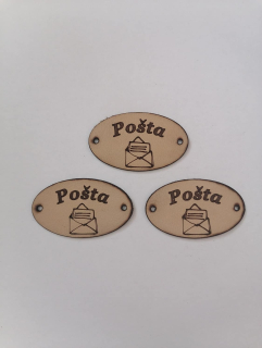 Kožený štítok 50x30  pošta - prírodný