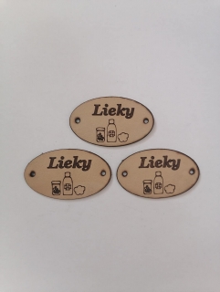 Kožený štítok 50x30  lieky - prírodný