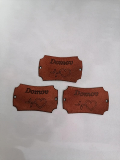 Kožený štítok 50x30 domov - tehlový