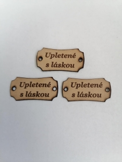 Kožený štítok 35x18 upletené s láskou - prírodný