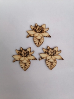 Drevený výrez - Kvet3  30x30x3mm