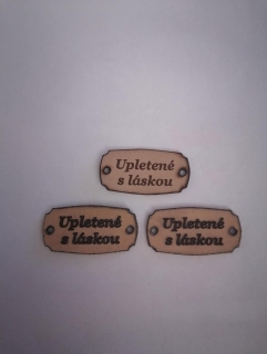 Kožený štítok 35x18 upletené s láskou -  prírodný
